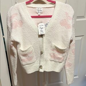 Hippie Rose 2-piece Cream and Pink Knit Cardigan